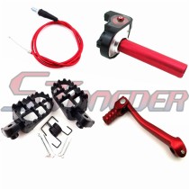STONEDER Aluminum Twist Throttle + Throttle Cable + 11mm Gear Shifter Lever + Footpegs For Chinese Pit Dirt Bike SSR Thumpstar Stomp DHZ BSE Kayo YCF Pitsterpro GPX Apollo 50cc 70cc 90cc 110cc 125cc