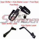 STONEDER Black Aluminum Footpeg Foot Rest + 11mm Gear Shifter Lever + 13mm Kick Starter Lever For 50cc 70cc 90cc 112cc 125cc Chinese Pit Dirt Bike SSR Thumpstar Stomp DHZ BSE Kayo YCF Pitsterpro GPX Apollo