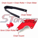 STONEDER Red 8mm Chain Roller + Chain Guide Guard + Black Plastic Chain Slider For Chinese Pit Dirt Trail Bike Motorcycle YCF BSE GPX 50cc 70cc 90cc 110cc 125cc 140cc 150cc 160cc