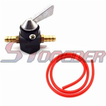 STONEDER Gold 1/4'' 6mm Gas Fuel Petcock Switch + Red Fuel Hose Line For Pit Dirt Trail Motor Bike ATV Quad 4 Wheeler Motorcycle