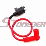 STONEDER Red High Performance Racing Ignition Coil + 5 Pin AC CDI Box + Handle Kill Switch For 50cc 70cc 90cc 110cc 125cc 140cc 150cc Pit Dirt Bike Motorcycle