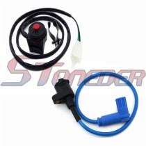 STONEDER Blue Ignition Coil + Black Handle Kill Switch For Pit Dirt Bike Motorcycle Coolster GPX SSR 50cc 70cc 90cc 110cc 125cc 140cc 150cc 160cc