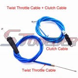 STONEDER Blue 108mm 990mm Gas Throttle Cable + 64mm 970mm Clutch Cable For Chinese Motorcycle Pit Dirt Motor Bike SSR Thumpstar YX Lifan 50cc 70cc 90cc 110cc 125cc 140cc 150cc 160cc