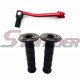 STONEDER Red 11mm Folding Gear Shifter Lever + Black 22mm Soft Rubber Throttle Handle Grips For 50cc 70cc 90cc 110cc 125cc 140cc 150cc 160cc Chinese Pit Dirt Trail Motor Bike Motorcycle Stomp Atomik SSR BSE