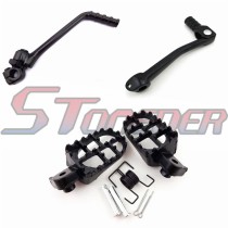 STONEDER Black Aluminum Footpeg Foot Rest + 11mm Gear Shifter Lever + 13mm Kick Starter Lever For 50cc 70cc 90cc 112cc 125cc Chinese Pit Dirt Bike SSR Thumpstar Stomp DHZ BSE Kayo YCF Pitsterpro GPX Apollo