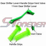 STONEDER Green 11mm Folding Gear Shifter Lever + Soft Rubber Throttle Handle Grips + Vent Valve For 50cc 70cc 90cc 110cc 125cc 140cc 150cc 160cc Chinese Pit Dirt Bike Motorcycle GPX DHZ Thumpstar