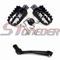 STONEDER Black Aluminum Footpeg Foot Rest + 11mm Gear Shifter Lever For Chinese Pit Dirt Bike Motorcycle Kayo YCF Pitsterpro GPX 50cc 70cc 90cc 110cc 125cc