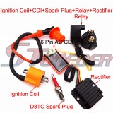 STONEDER Racing Ignition Coil + AC 6 Pin CDI Box + D8TC Spark Plug + Regulator Rectifier + Solenoid Relay For 150cc 200cc 250cc Engine Chinese ATV Quad Motorcycle