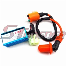 STONEDER Racing Ignition Coil + 6 Pin Wires AC CDI Box For Chinese GY6 50cc 125cc 150cc Moped Scooter Chinese Pit Dirt Bike ATV Quad 4 Wheeler Scooter Roketa Coolster