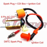 STONEDER Racing Ignition Coil + 6 Pin AC CDI Box + D8TC Spark Plug For 150cc 200cc 250cc Engine Chinese Dirt Pit Bike ATV Quad 4 Wheeler