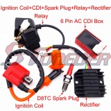 STONEDER Ignition Coil + 6 Pin AC CDI Box + D8TC Spark Plug + Solenoid Relay + Regulator Rectifier For 150cc 200cc 250cc Engine Chinese ATV Quad 4 Wheeler