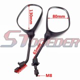 STONEDER Rearview Side Mirror + 8mm Bracket Holder Clamp For ATV Quad Pit Dirt Motor Bike Motorcycle Moped Scooter