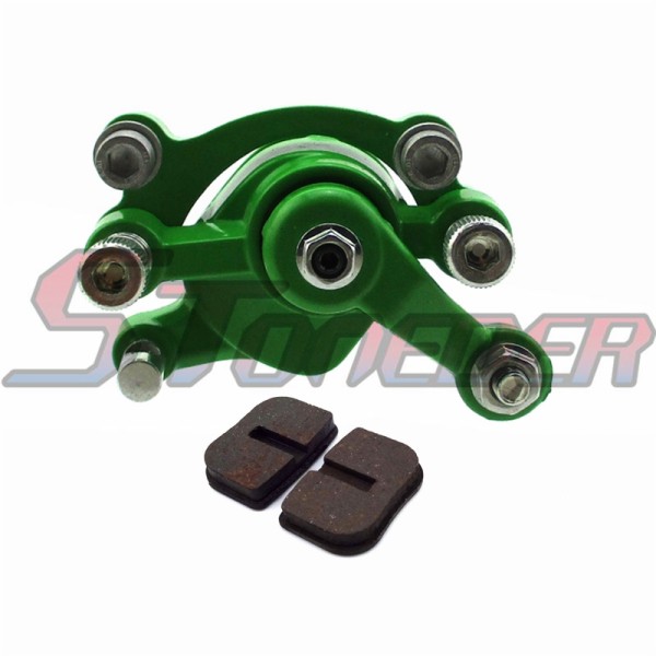 STONEDER Green Rear Right Side Disc Brake Caliper + Brake Pads For 43cc 47cc 49cc Mini Pocket Dirt Bike Scooter