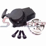 STONEDER Black Alloy Pull Start Starter + Flywheel + Screws For 2 Stroke 47cc 49cc Engine Mini Scooter Kids Dirt Bike ATV Quad