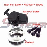 STONEDER Alloy Easy Pull Starter + Flywheel + Screws For 2 Stroke 47cc 49cc Minimoto Pocket Bike Mini Kids Dirt Kids Crosser ATV Quad