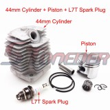 STONEDER 44mm Cylinder Head + 12mm Piston Kit + 3 Electrode L7T Spark Plug For Chinese 2 Stroke 49cc Mini ATV Quad Pocket Dirt Bike