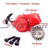 STONEDER Alloy Red Pull Start Recoil Starter + Flywheel + Screws For 2 Stroke 47cc 49cc Engine Parts Pocket Bike Mini ATV Quad Dirt Bike