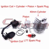 STONEDER L7T Spark Plug + Ignition Coil + 40mm Cylinder Head + 10mm Piston Pin For 2 Stroke 47cc Engine Mini Kids ATV Pocket Dirt Bike Go Kart