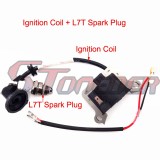 STONEDER Ignition Coil + 3 Electrode L7T Spark Plug For 33cc 43cc 49cc 2 Stroke Engine Gas Scooter Super Mini Moto Pocket Bike Go Kart