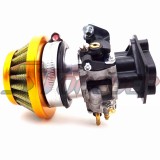 STONEDER 15mm Carb Carburetor + Gold 44mm Air Filter + Alloy Stack + Manifold For 2 Stroke Goped EVO Gas Scooter 33cc 43cc 49cc