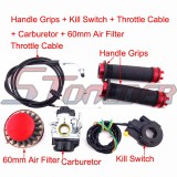 STONEDER Red Racing Carburetor + 59mm Air Filter + Throttle Hand Grips + Cable + Kill Stop Switch For 2 Stroke Motorized Bicycle Push Bike 50cc 60cc 66cc 80cc