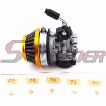 STONEDER Racing Carb Carburetor + Gold 59mm Air Filter + Jets For 2 Stroke Gas Motorized Bicycle Push Bike 49cc 50cc 60cc 66cc 80cc