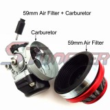 STONEDER Racing Carburetor Carb + 59mm Red Air Filter For 2 Stroke 49cc 50cc 60cc 66cc 80cc Engine Gas Motorized Bicycle Push Bike
