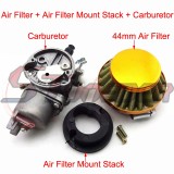 STONEDER Gold 44mm Air Filter + Black Stack + Carburetor For 2 Stroke 47cc 49cc Engine Mini Moto Kids Go Kart ATV Quad 4 Wheeler