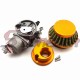 STONEDER Gold 44mm Air Filter + Stack + Carburetor Carb For 2 Stroke Mini Moto Kids Go Kart ATV Quad 4 Wheeler 47cc 49cc