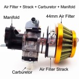 STONEDER 15mm Carb Carburetor + Gold 44mm Air Filter + Alloy Stack + Manifold For 2 Stroke Goped EVO Gas Scooter 33cc 43cc 49cc