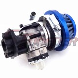 STONEDER 15mm Carburetor + Blue 44mm Air Filter Cleaner + Alloy Stack + Manifold For 2 Stroke 33cc 43cc 49cc Engine Goped EVO Gas Scooter