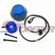STONEDER Blue 44mm Air Filter + Adapter Vstack + Fuel Filter Hose For Mini ATV Dirt Bike Pocket Bike Big Foot Goped Gas Scooter