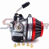 STONEDER Red Racing Carb Carburetor 58mm Air Filter Jets For 2 Stroke 49cc 50cc 60cc 66cc 80cc Engine Gas Motorized Bicycle Push Bike