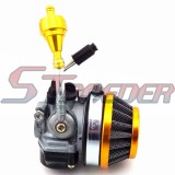 STONEDER Gold Racing Carb Carburetor 58mm Air Filter Fuel Filter For 2 Stroke 49cc 50cc 60cc 66cc 80cc Engine Gas Motorized Bicycle Push Bike