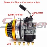STONEDER Gold Racing Carb Carburetor 58mm Air Filter Jets For 2 Stroke Gas Motorized Bicycle Push Bike 49cc 50cc 60cc 66cc 80cc