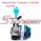 STONEDER Blue Racing Carb Carburetor 58mm Air Filter Fuel Filter For 49cc 50cc 60cc 66cc 80cc 2 Stroke Engine Gas Motorized Bicycle Push Bike