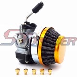 STONEDER Gold Racing Carb Carburetor 58mm Air Filter Jets For 2 Stroke Gas Motorized Bicycle Push Bike 49cc 50cc 60cc 66cc 80cc