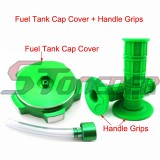 STONEDER Green CNC Aluminum Fuel Tank Cap Cover + Throttle Handle Grips For Chinese Pit Dirt Motor Trail Bike 50cc 70cc 90cc 110cc 125cc 140cc 150cc 160cc TTR YCF GPX