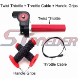 STONEDER 1/4 Turn Aluminum Twsit Handle Throttle + 120mm 1200mm Throttle Cable + Handle Grips For Pit Dirt Trail Motor Lifan YX Thumpstar XR50 CRF50 50cc 70cc 90cc 110cc 125cc 140cc 150cc 160cc 20cc 250cc