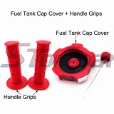 STONEDER Red CNC Aluminum Gas Fuel Tank Cap Cover + Durable Soft Ruber Throttle Handle Grips For Chinese Apollo Taotao Lifan YX Pit Dirt Motor Trail Bike 50cc 70cc 90cc 110cc 125cc 140cc 150cc 160cc