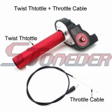STONEDER 1/4 Turn Aluminum Twsit Handle Throttle + 120mm 1200mm Throttle Cable For Pit Dirt Trail Motor Bike YCF SDG XR50 CRF50 CRF70 SSR 50cc 70cc 90cc 110cc 125cc 140cc 150cc 160cc