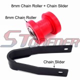 STONEDER Red 8mm Chain Roller Pulley Tensioner + Black Chain Slider Rear Swingarm Guard For Pit Dirt Motor Trail Bike Motorcycle Motocross