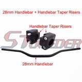 STONEDER Black Aluminum 28mm 1 1/8'' Fat Handlebar + Handle Bar Taper Risers Mount Clamp For Pit Dirt Motor Bike Motorcycle Motocross ATV Quad 4 Wheeler