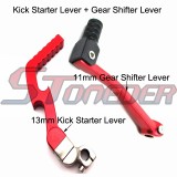 STONEDER Red Aluminim 11mm Gear Shifer Lever + CNC 13mm Kick Starter Lever For 50cc 70cc 90cc 110cc 125cc Chinese Pit Dirt Bike Piranha Braaap SSR
