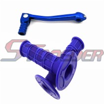 STONEDER Blue 11mm Aluminum Gear Shifer Lever + Soft Rubber Throttle Handle Grips For Chinese 50cc 70cc 90cc 90cc 110cc 125cc 140cc 150cc 160cc Pit Dirt Trail Bike SSR SDG Taotao