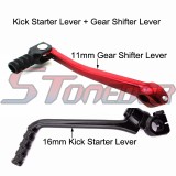 STONEDER Aluminum Folding 11mm Gear Shifter Lever + Steel 16mm Kick Starter Lever For Chinese 140cc 150cc 160cc Pit Dirt Bike Apollo Taotao BSE