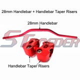 STONEDER Red Aluminum 28mm 1 1/8'' Fat Handlebar + Handle Bar Taper Risers Mount Clamp For Pit Dirt Motor Bike Motorcycle Motocross ATV Quad 4 Wheeler