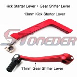 STONEDER Red 11mm Aluminum Gear Shifter Lever + 13mm CNC Kick Starter Lever For Chinese Pit Trail Bike Coolster YCF Atomik 50cc 70cc 90cc 110cc 125cc