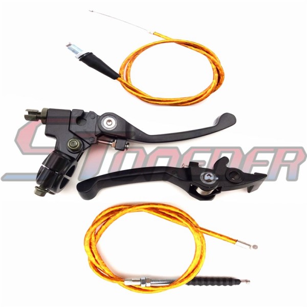 STONEDER Alloy Folding Brake Clutch Lever + Gold 84.5mm 1070mm Clutch Cable + 108mm 990mm Throttle Cable For Chinese Pit Dirt Bike SDG Braaap Taotao 50cc 70cc 90cc 110cc 125cc 140cc 150cc 160cc
