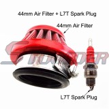 STONEDER Red Aluminum 44mm Air Filter + L7T Spark Plug For 47cc 49cc Pocket Bike Mini Moto Dirt Kids ATV Quad 4 Wheeler